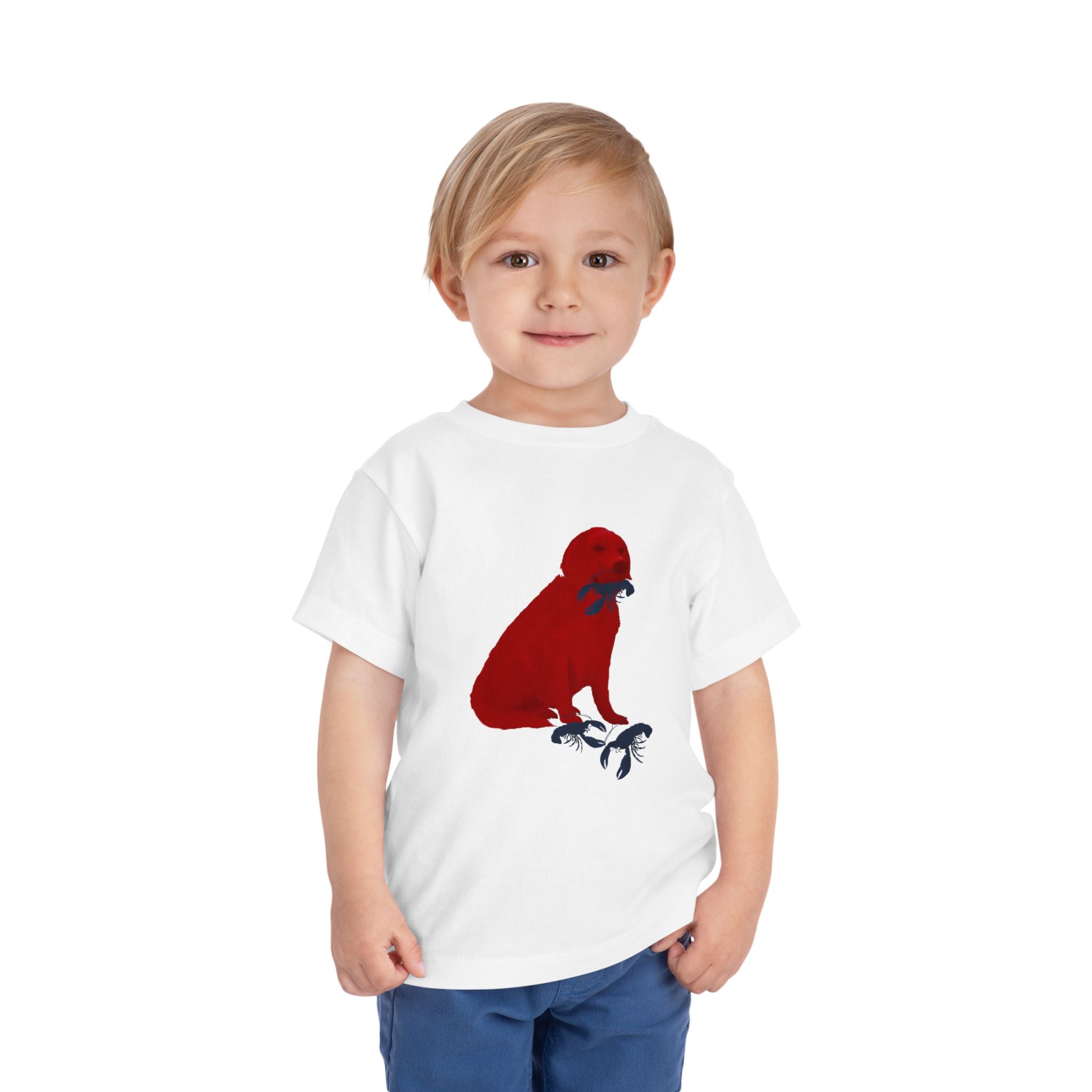 Red White and Blue Patriotic Golden Retriever, Trendy Tee, Toddler Tee, Cute Kids Shirt, Fun Animal Tee, Toddler Gift, Summer Playwear, Red White Blue Kids T-Shirt