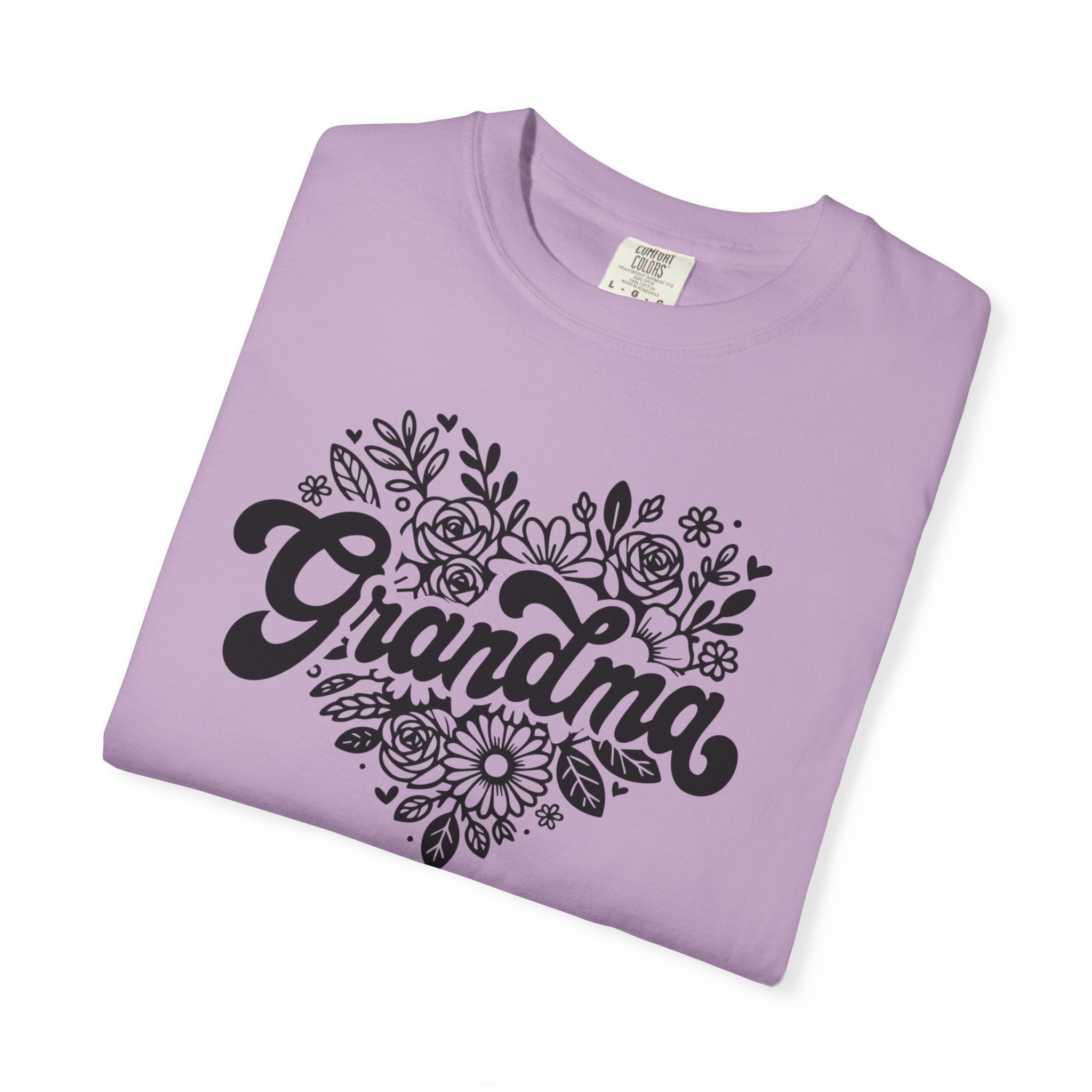 Grandma Large Center Floral Heart T-Shirt, Gift for Grandma, Mother&