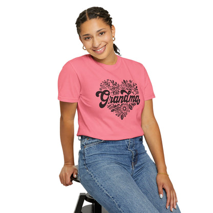 Grandma Large Center Floral Heart T-Shirt, Gift for Grandma, Mother&