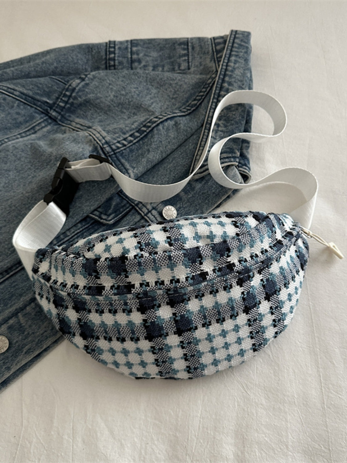 Plaid Wide Strap Crossbody Bag