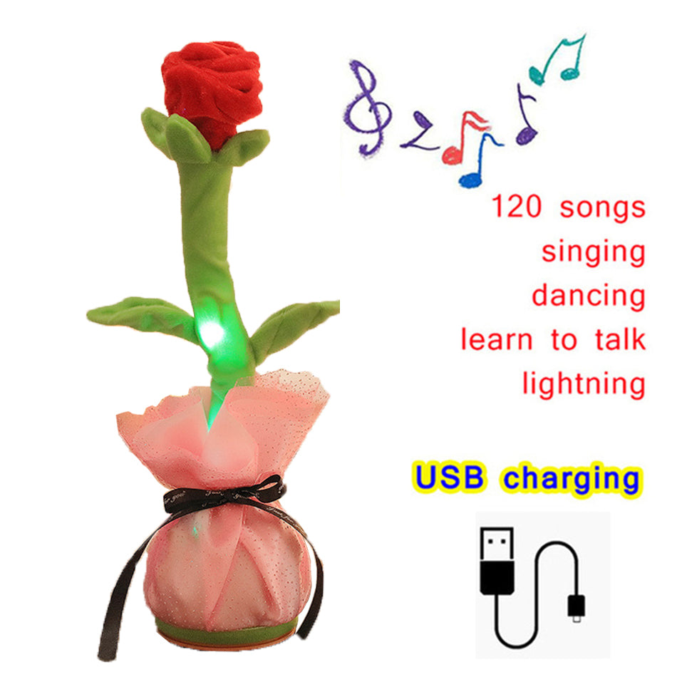 Can Sing And Dance Charging Simulation Rose Flower Plush Valentine&