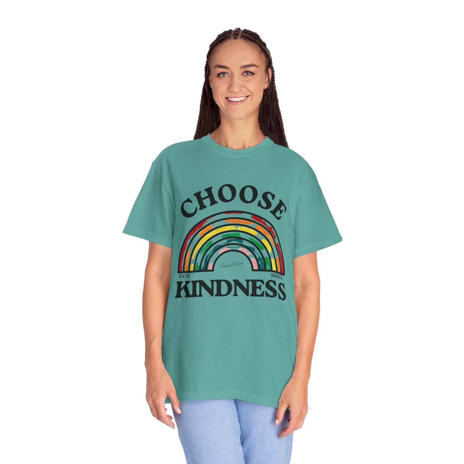 Choose Kindness Unisex Garment-Dyed T-Shirt | Positive Vibes, Casual Wear, Gift for Friends, Motivational Tee, Rainbow Design