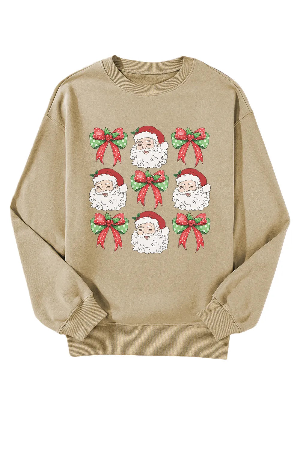 Santa Graphic Round Neck Long Sleeve Sweatshirt