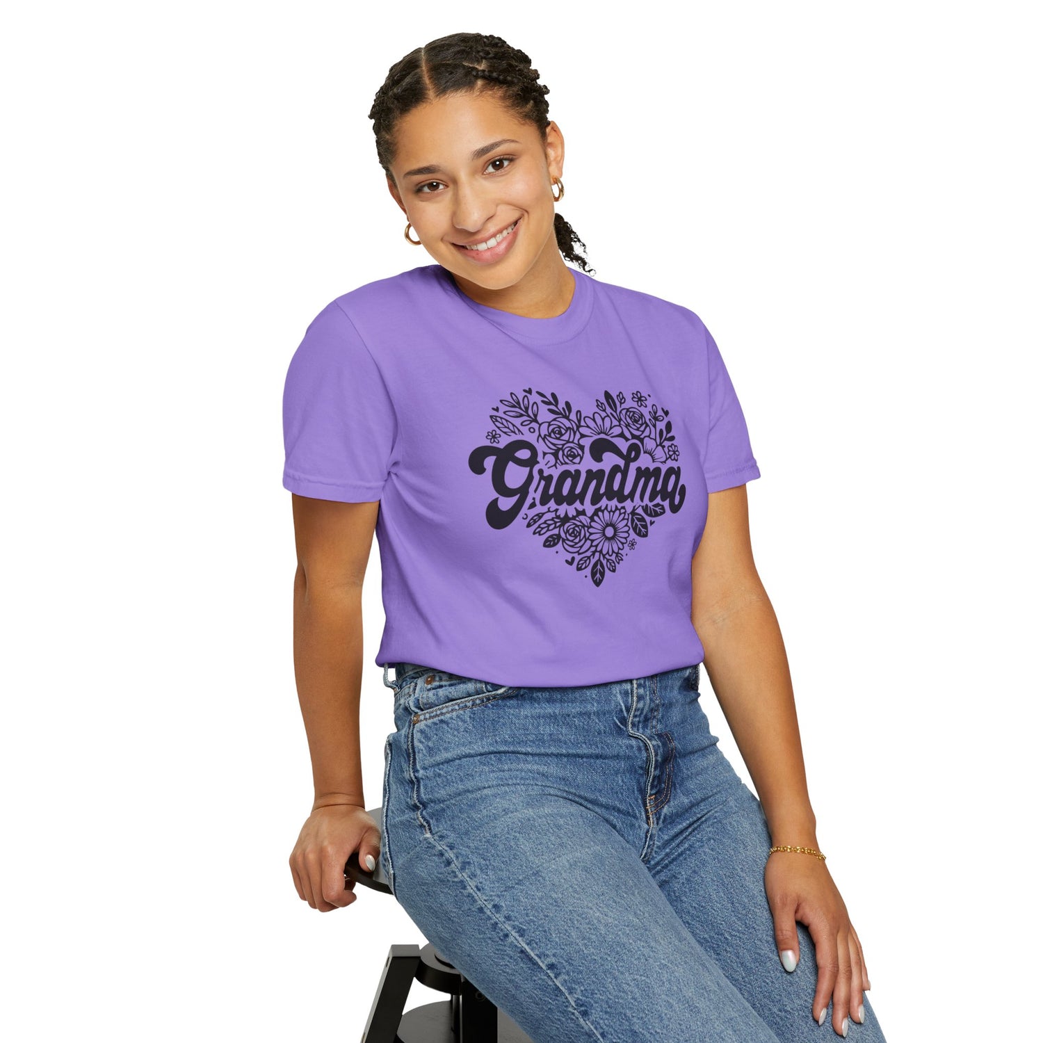 Grandma Large Center Floral Heart T-Shirt, Gift for Grandma, Mother&