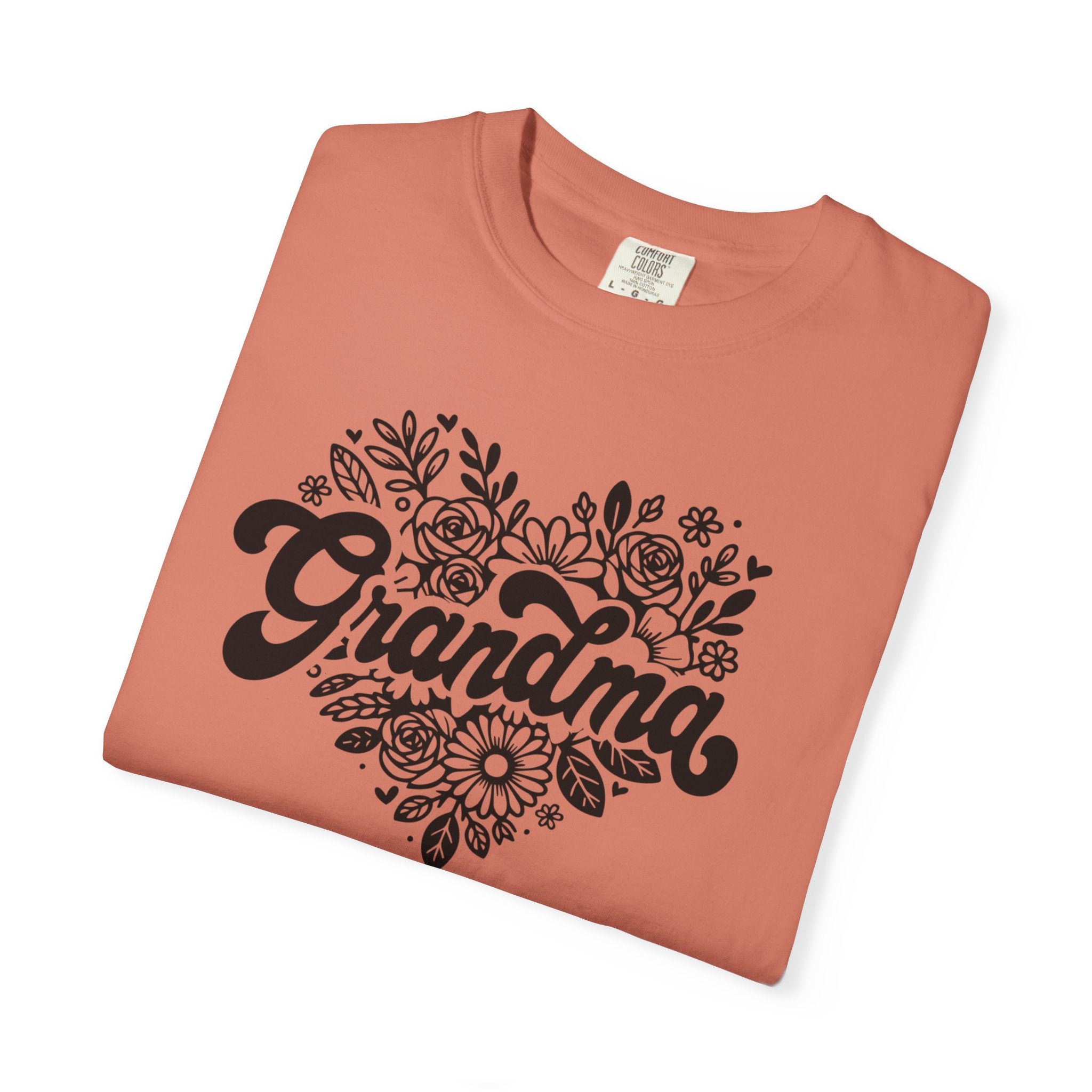 Grandma Large Center Floral Heart T-Shirt, Gift for Grandma, Mother&