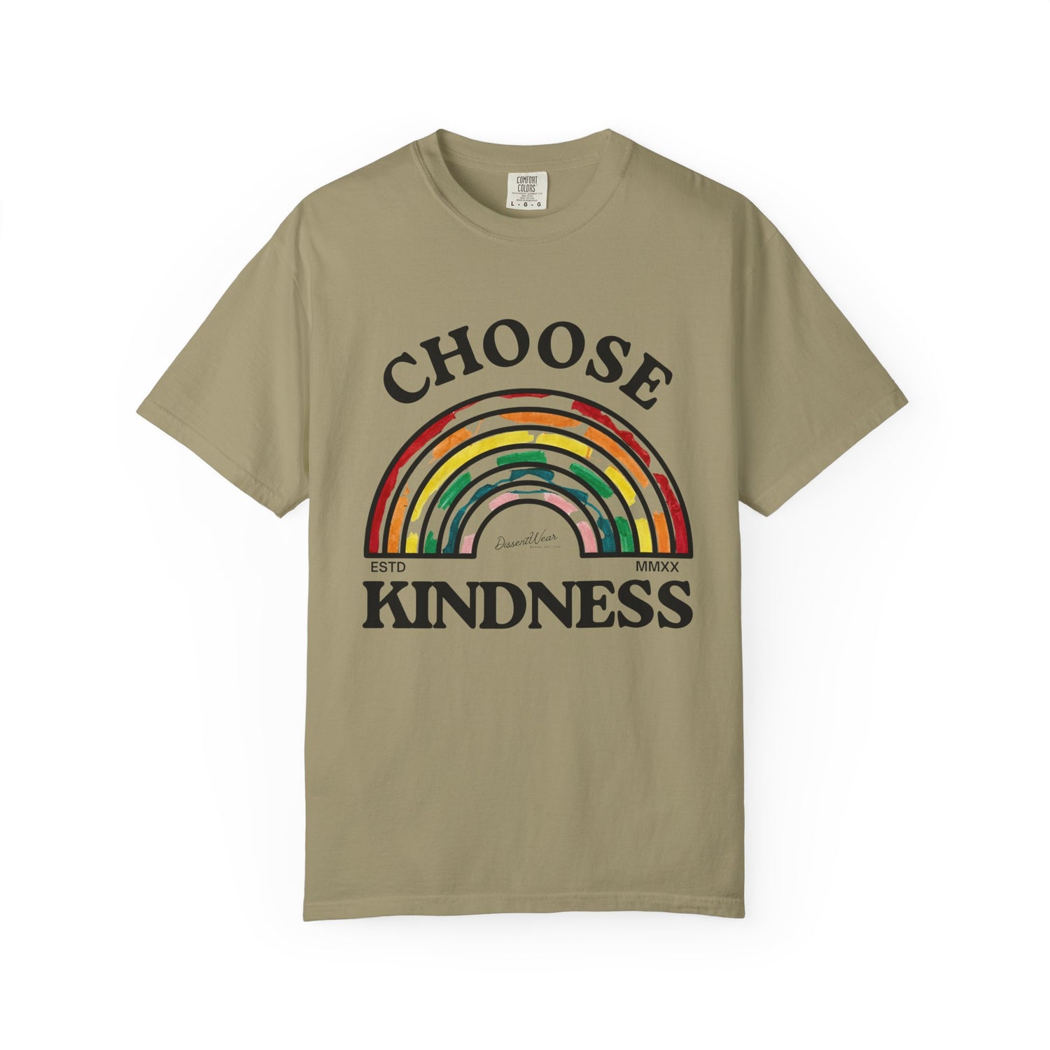 Choose Kindness Unisex Garment-Dyed T-Shirt | Positive Vibes, Casual Wear, Gift for Friends, Motivational Tee, Rainbow Design