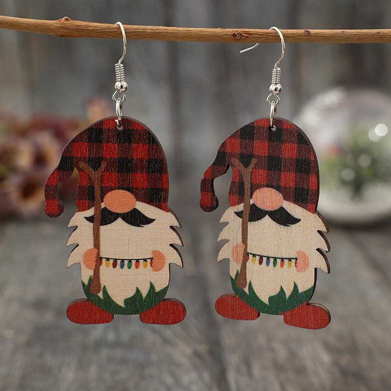 Wooden Pointed Hat Gnome Earrings Christmas Ugly Sweater Party