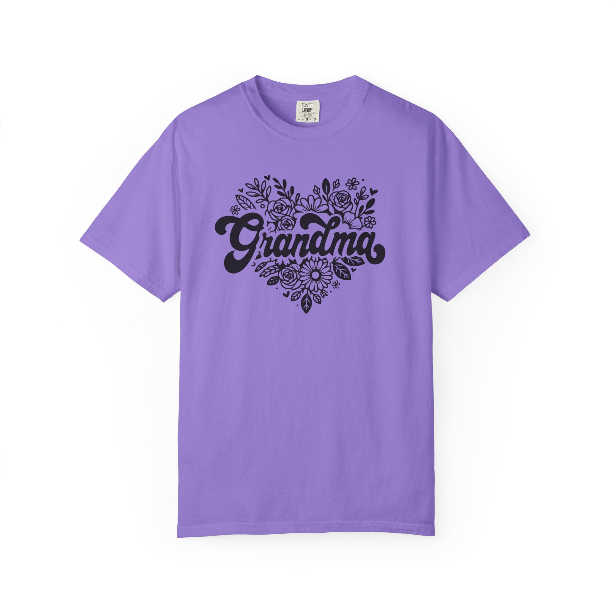 Grandma Large Center Floral Heart T-Shirt, Gift for Grandma, Mother&