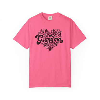Grandma Large Center Floral Heart T-Shirt, Gift for Grandma, Mother&