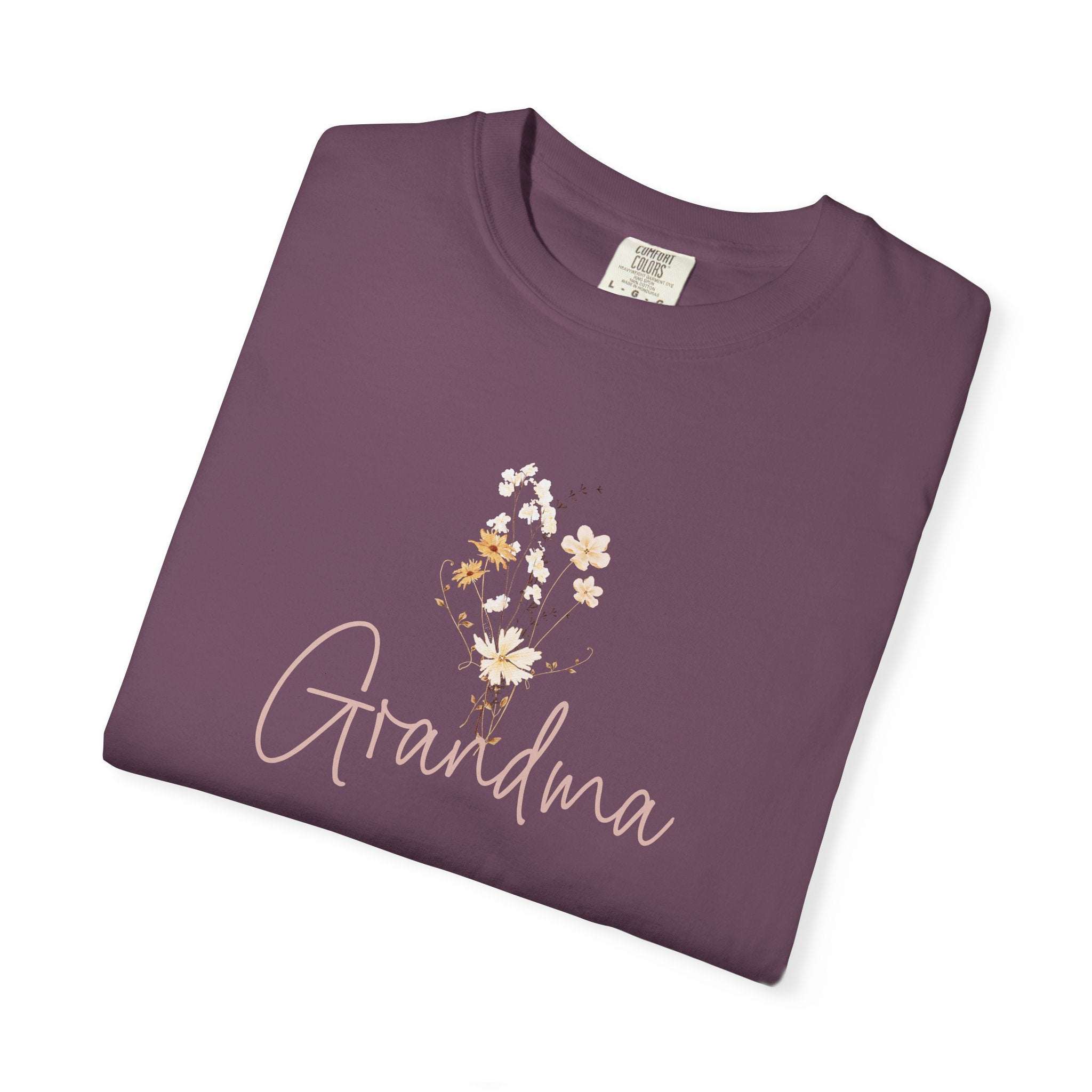 Flower Grandma Unisex Garment-Dyed T-Shirt, Gift for Grandma, Floral Tee, Mother&