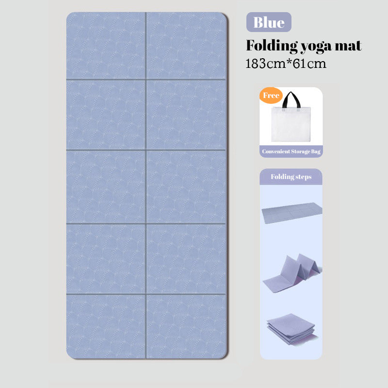 Foldable eco-friendly TPE yoga mat: double-sided, non-slip, for travel, exercise, Pilates &amp; floor workouts