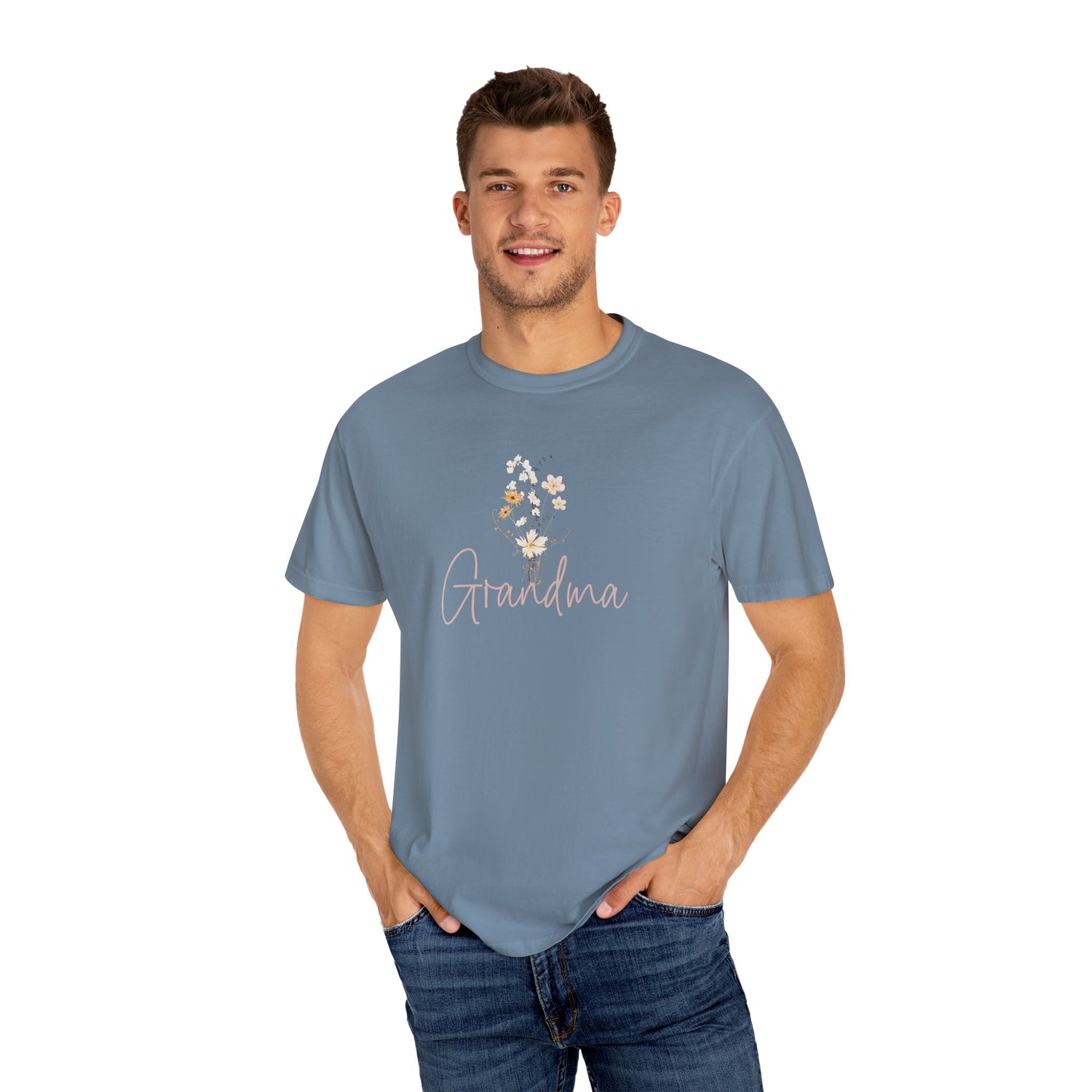 Flower Grandma Unisex Garment-Dyed T-Shirt, Gift for Grandma, Floral Tee, Mother&