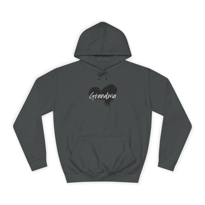 GRANDMA College Hoodie with Heart Design, Cozy College Apparel, Casual Sweatshirt, Gift for Students, Perfect for Campus Life, Trendy Hoodie
