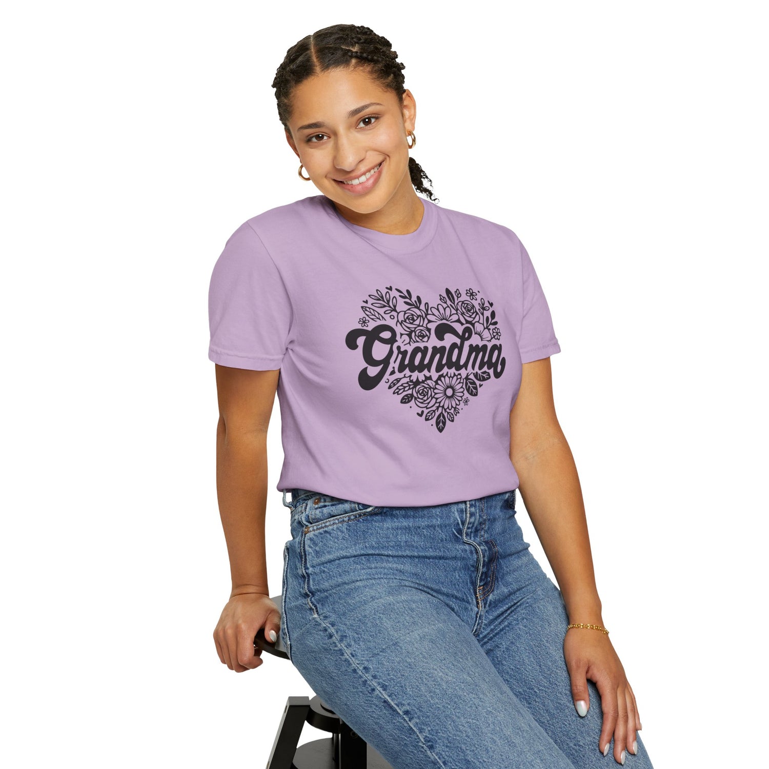 Grandma Large Center Floral Heart T-Shirt, Gift for Grandma, Mother&