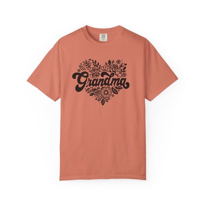Grandma Large Center Floral Heart T-Shirt, Gift for Grandma, Mother&