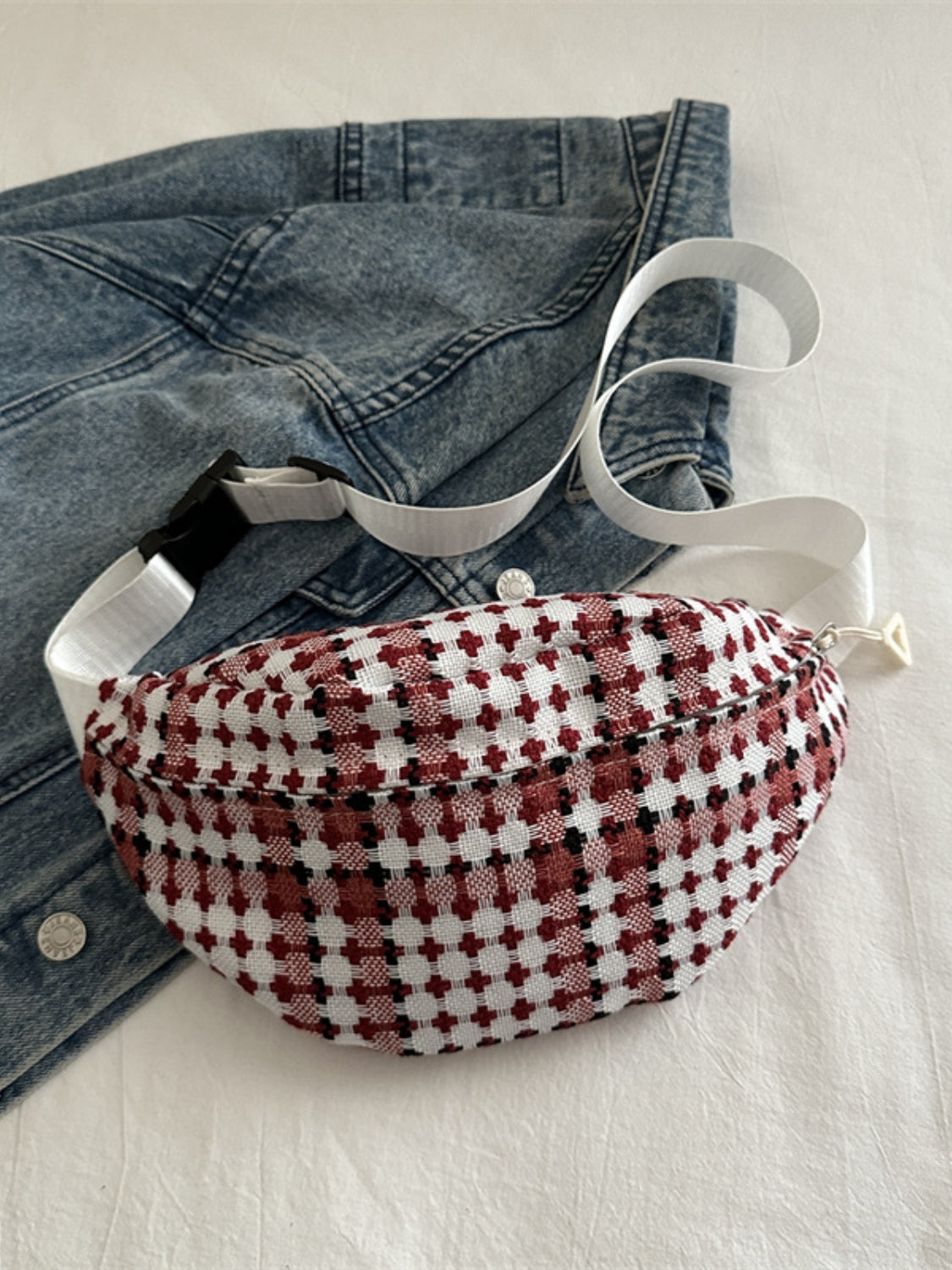 Plaid Wide Strap Crossbody Bag