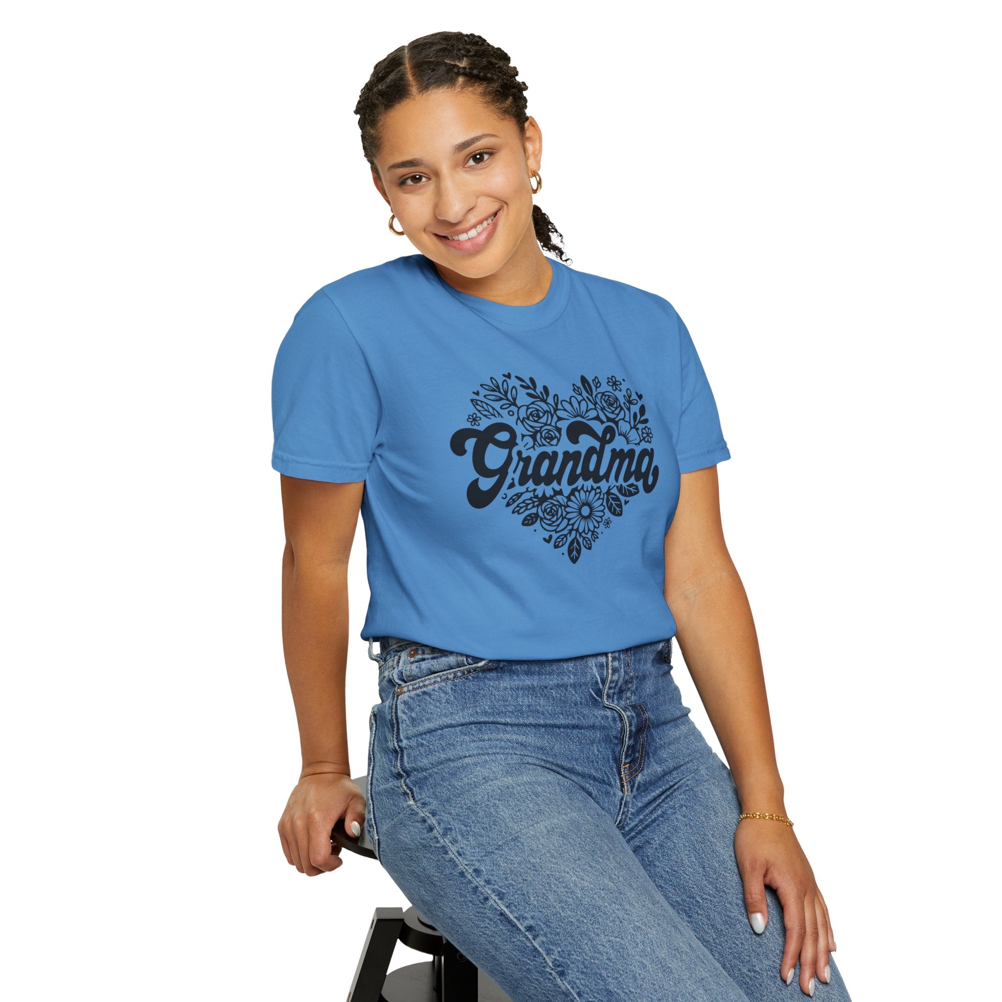 Grandma Large Center Floral Heart T-Shirt, Gift for Grandma, Mother&