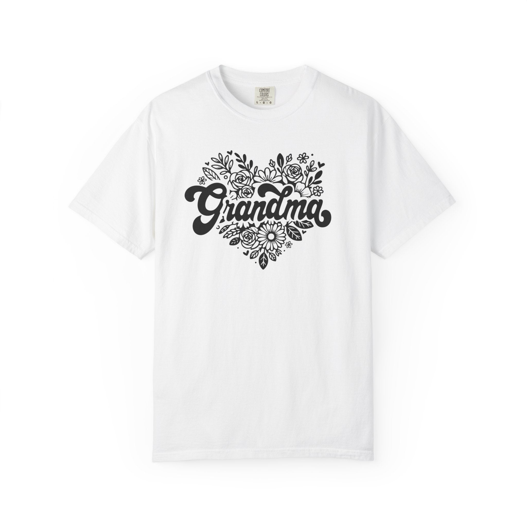 Grandma Large Center Floral Heart T-Shirt, Gift for Grandma, Mother&