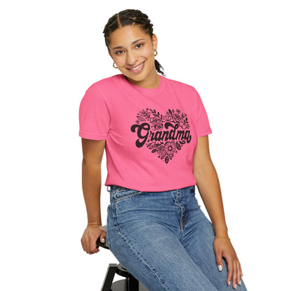 Grandma Large Center Floral Heart T-Shirt, Gift for Grandma, Mother&