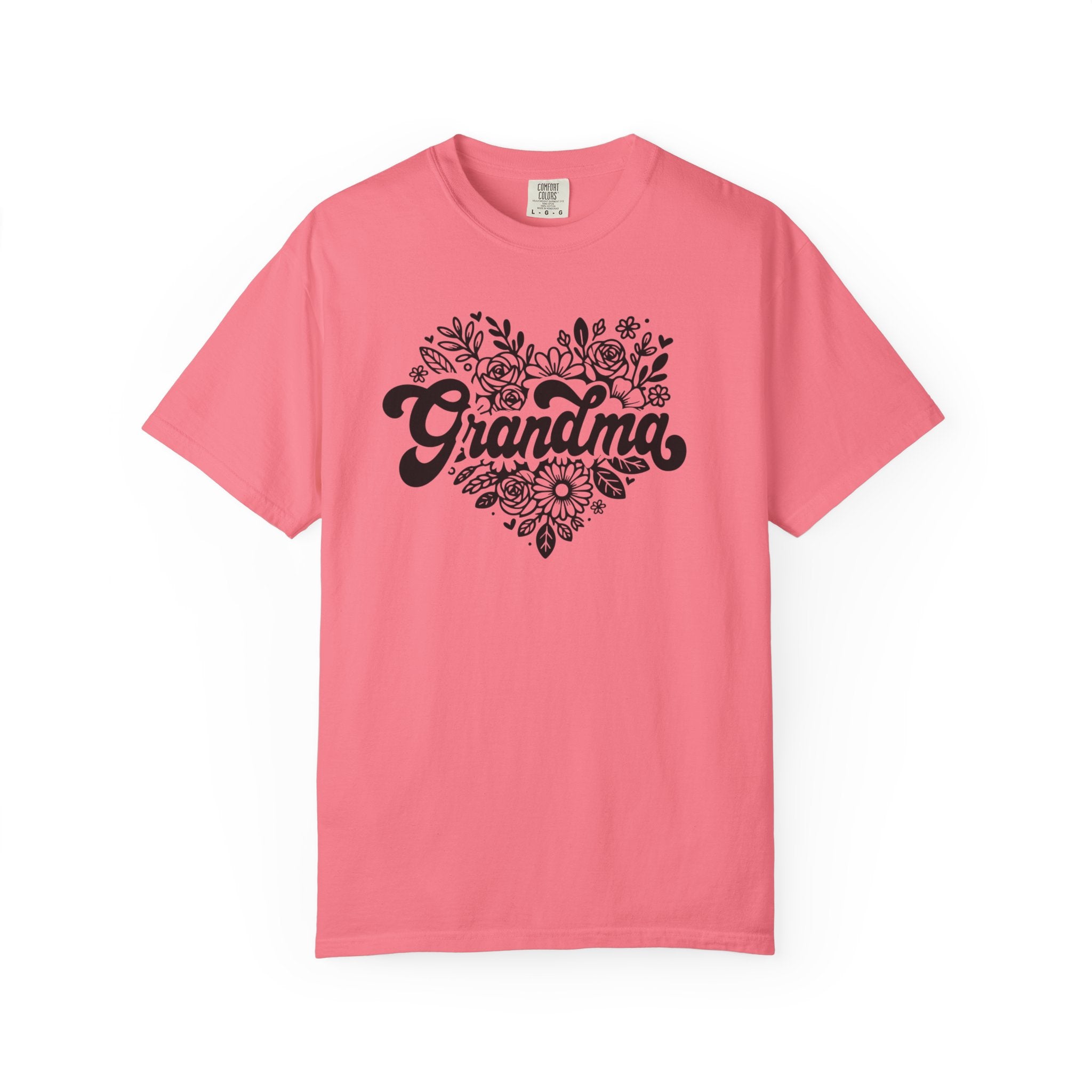 Grandma Large Center Floral Heart T-Shirt, Gift for Grandma, Mother&
