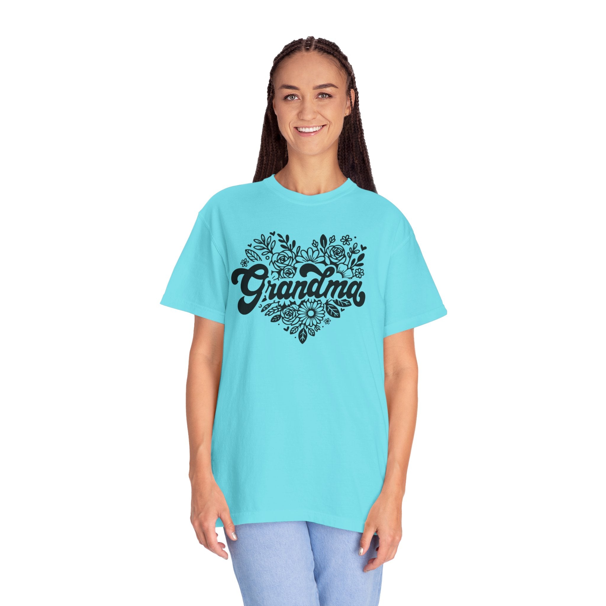 Grandma Large Center Floral Heart T-Shirt, Gift for Grandma, Mother&