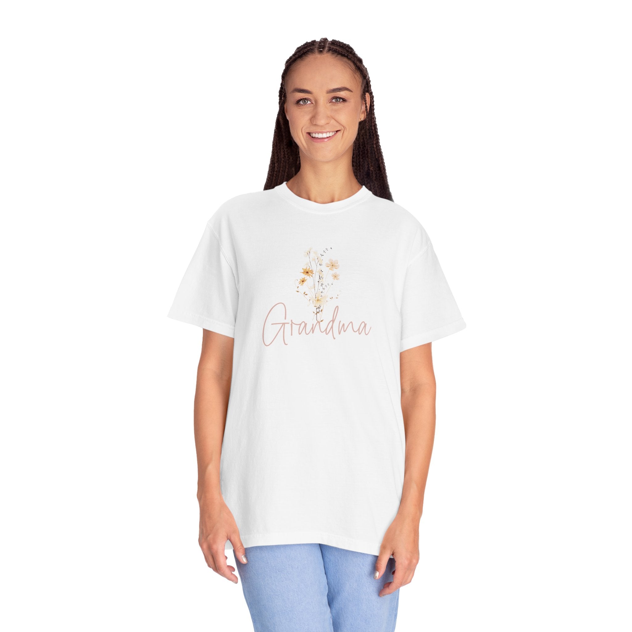 Flower Grandma Unisex Garment-Dyed T-Shirt, Gift for Grandma, Floral Tee, Mother&