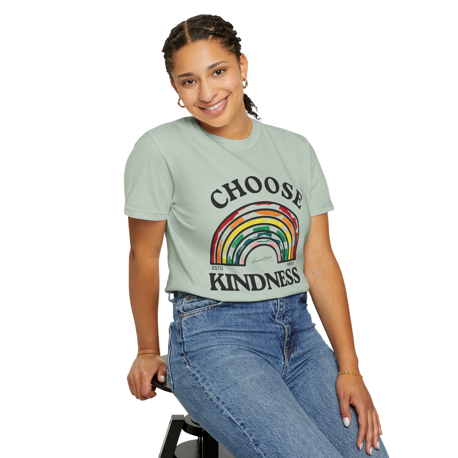 Choose Kindness Unisex Garment-Dyed T-Shirt | Positive Vibes, Casual Wear, Gift for Friends, Motivational Tee, Rainbow Design