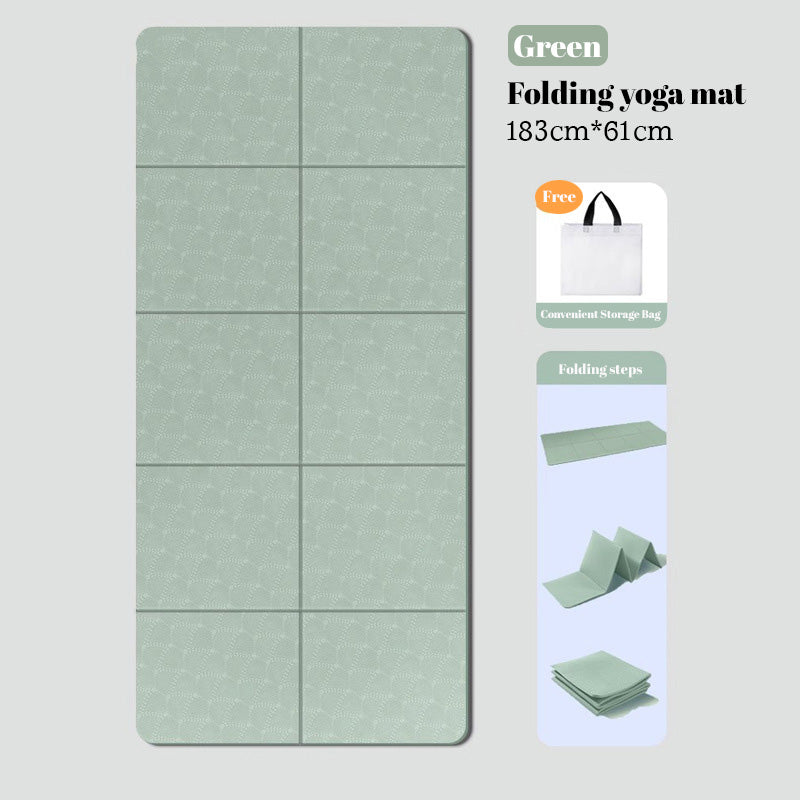 Foldable eco-friendly TPE yoga mat: double-sided, non-slip, for travel, exercise, Pilates &amp; floor workouts
