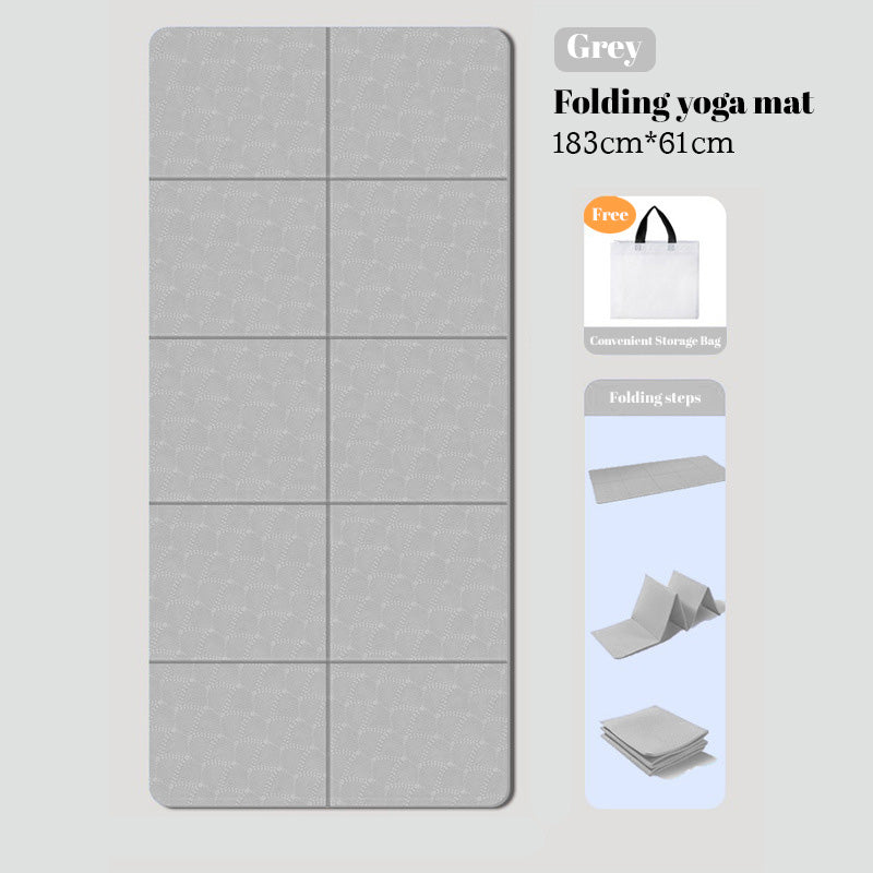 Foldable eco-friendly TPE yoga mat: double-sided, non-slip, for travel, exercise, Pilates &amp; floor workouts