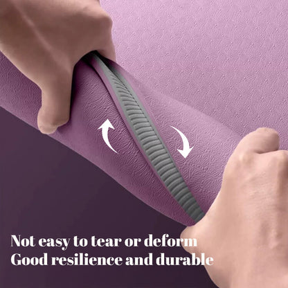 Foldable eco-friendly TPE yoga mat: double-sided, non-slip, for travel, exercise, Pilates &amp; floor workouts