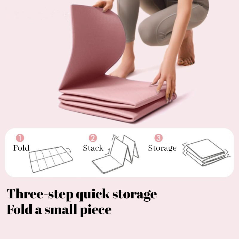 Foldable eco-friendly TPE yoga mat: double-sided, non-slip, for travel, exercise, Pilates &amp; floor workouts