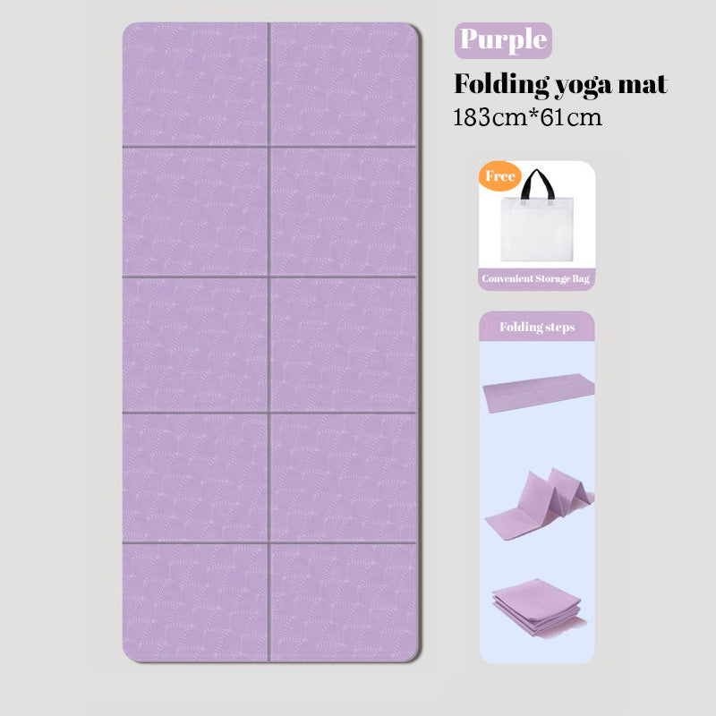 Foldable eco-friendly TPE yoga mat: double-sided, non-slip, for travel, exercise, Pilates &amp; floor workouts