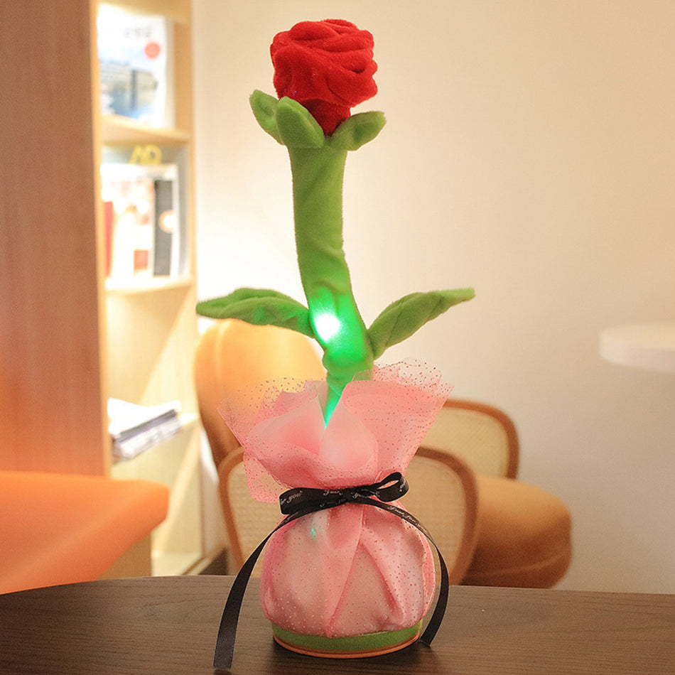 Can Sing And Dance Charging Simulation Rose Flower Plush Valentine&