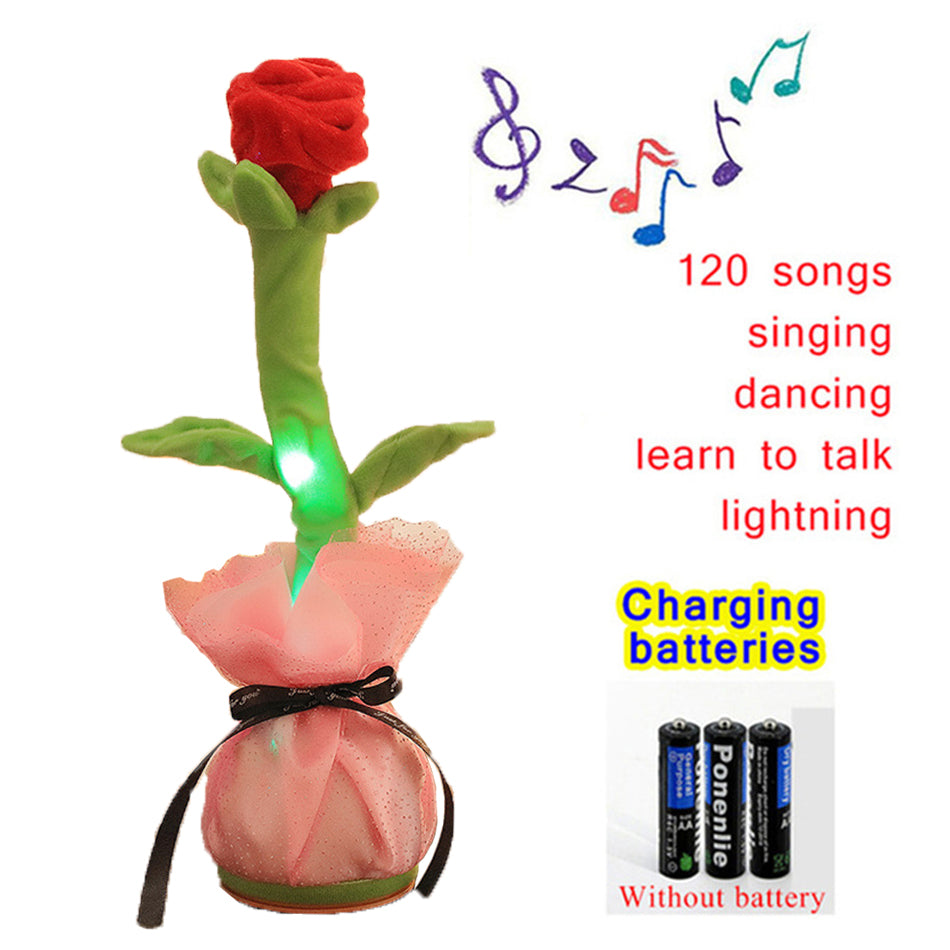 Can Sing And Dance Charging Simulation Rose Flower Plush Valentine&