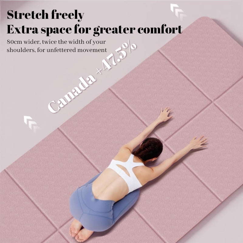 Foldable eco-friendly TPE yoga mat: double-sided, non-slip, for travel, exercise, Pilates &amp; floor workouts