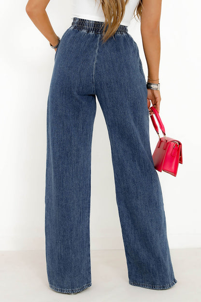 Slit Wide Leg Jeans with Pockets