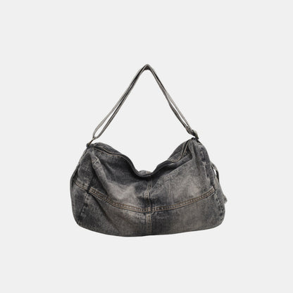 Adjustable Strap Denim Tote Bag/Purse