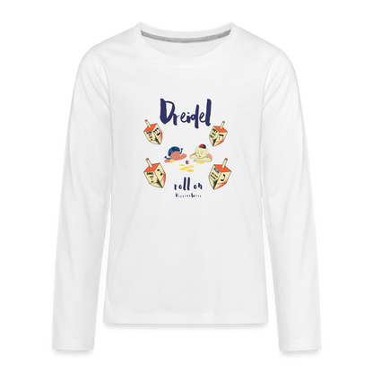 Dreidel Roll On Long Sleeve Tee - white