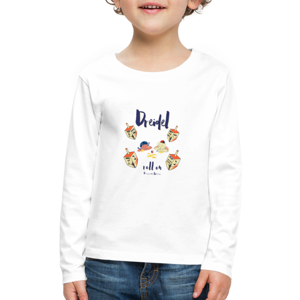 Dreidel Roll On Long Sleeve Tee - white