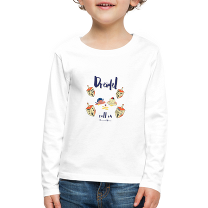 Dreidel Roll On Long Sleeve Tee - white