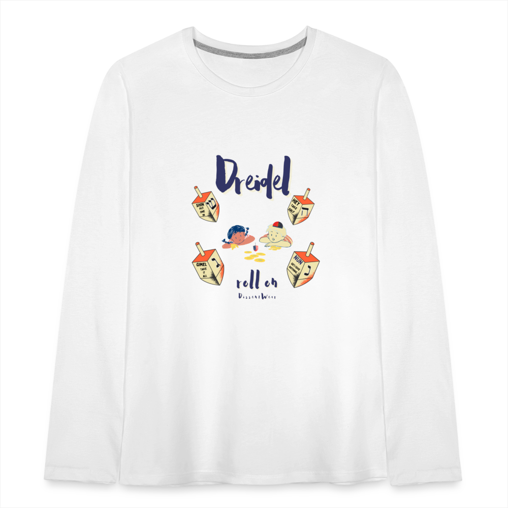 Dreidel Roll On Long Sleeve Tee - white