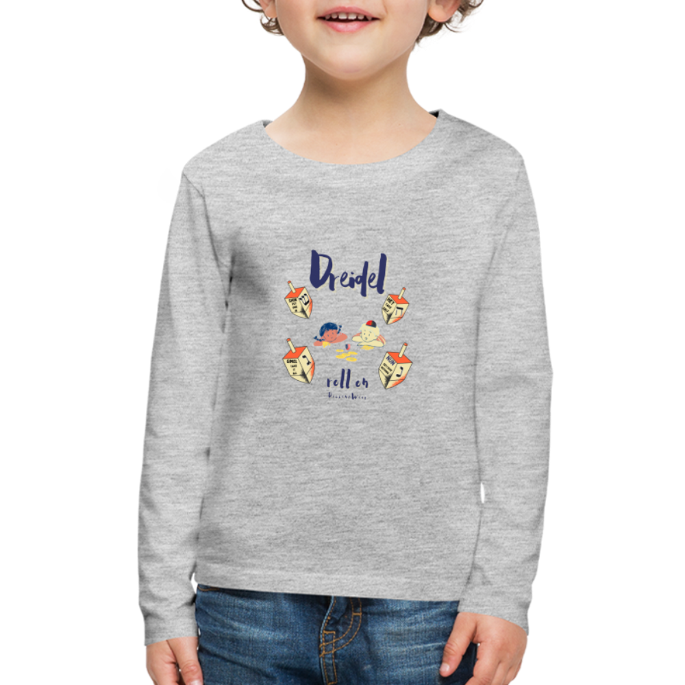 Dreidel Roll On Long Sleeve Tee - heather gray