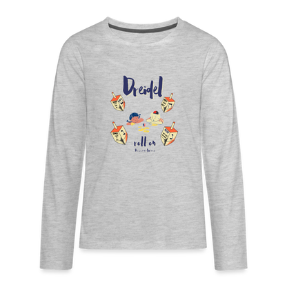 Dreidel Roll On Long Sleeve Tee - heather gray