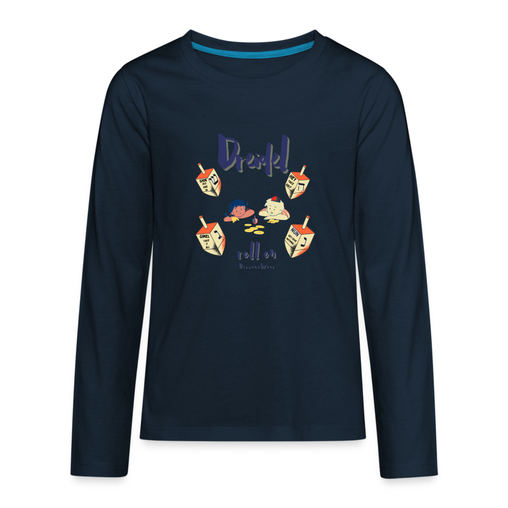 Dreidel Roll On Long Sleeve Tee - deep navy