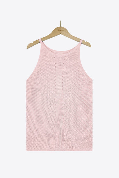 Openwork Grecian Neck Knit Tank Top