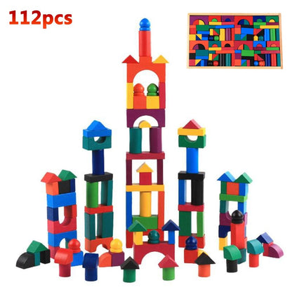 WOODEN RAINBOW BLOCKS -112 PCS BUILDING SET