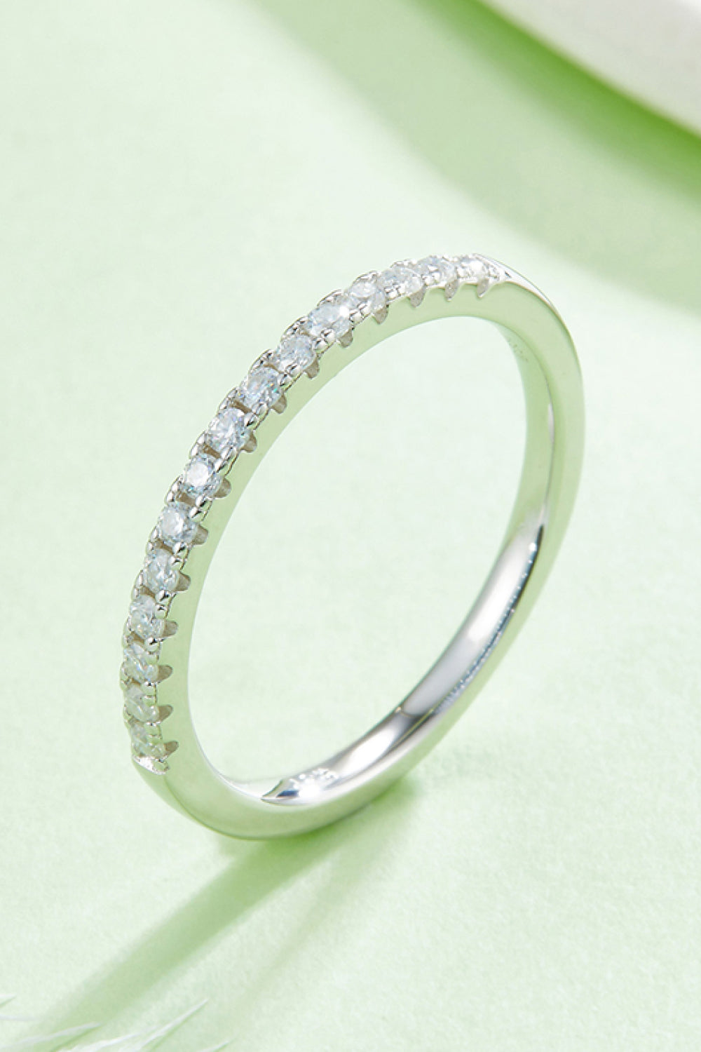 Moissanite Platinum-Plated Half-Eternity Ring