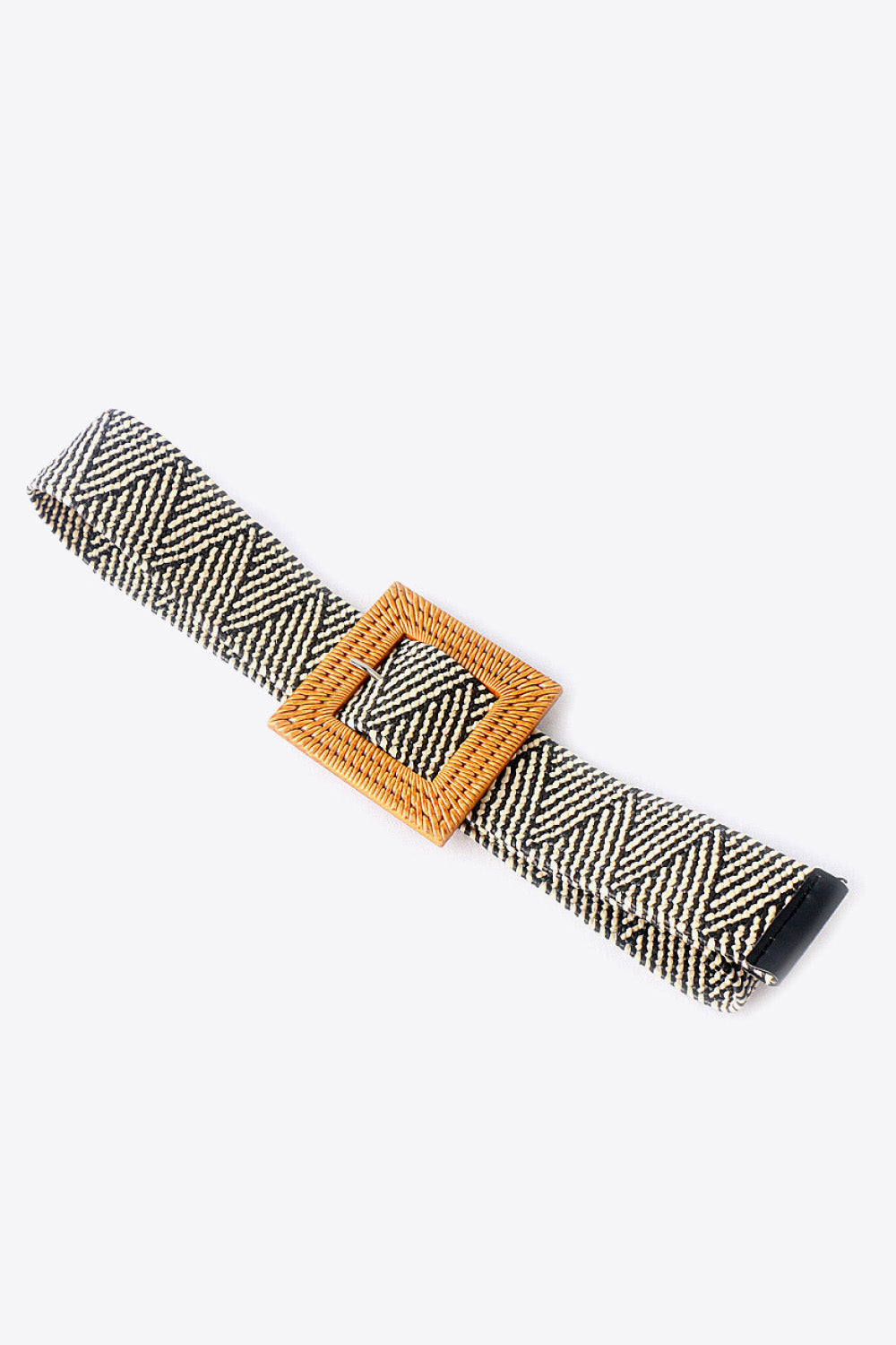 Square Buckle Elastic Braid Belt