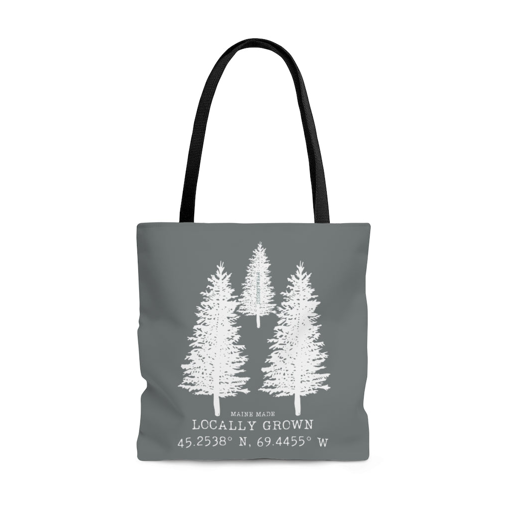 MAINE MADE, LOCALLY GROWN TOTE BAG IN GRAY