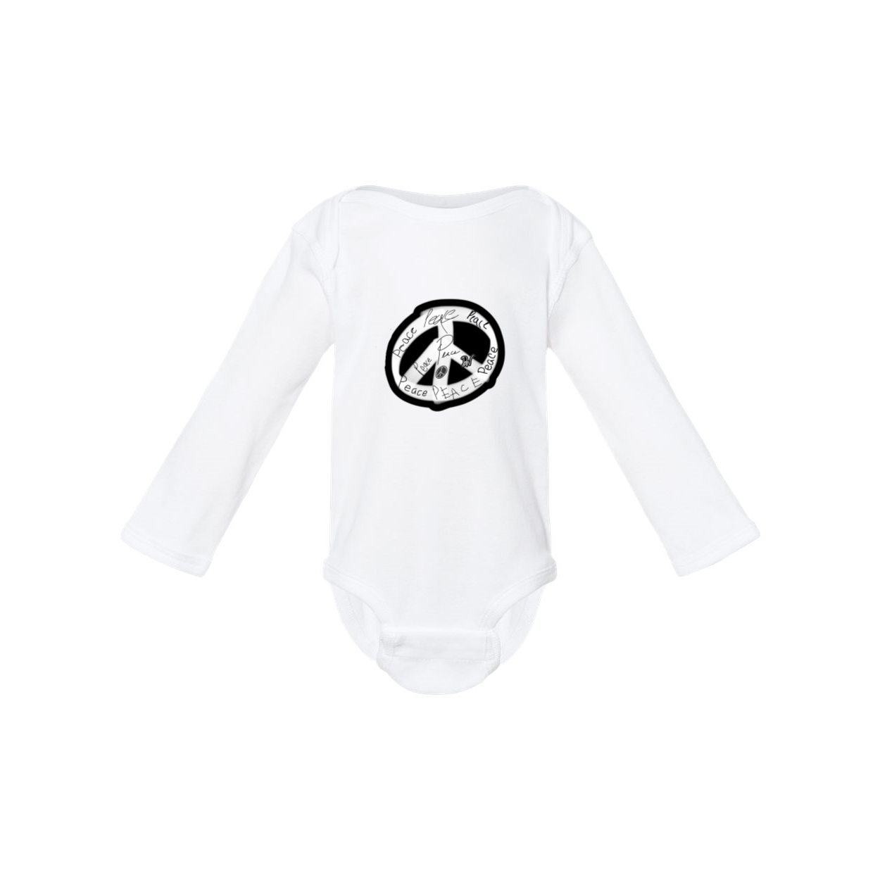 COMMUNITY PEACE ON INFANT LONG SLEEVE ONESIE